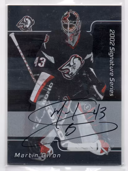 2001-02 BAP Signature Series Autographs #150 Martin Biron (40-X144-SABRES)