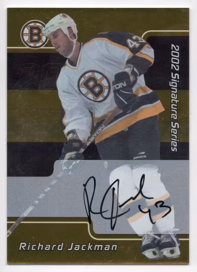 2001-02 BAP Signature Series Autographs Gold #208 Richard Jackman (40-X140-BRUINS)