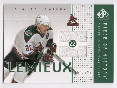 2002-03 SP Game Used Piece of History #PHCL Claude Lemieux (40-X145-COYOTES)