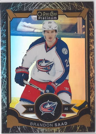 2015-16 O-Pee-Chee Platinum Black Ice #142 Brandon Saad (40-C2-BLUEJACKETS)
