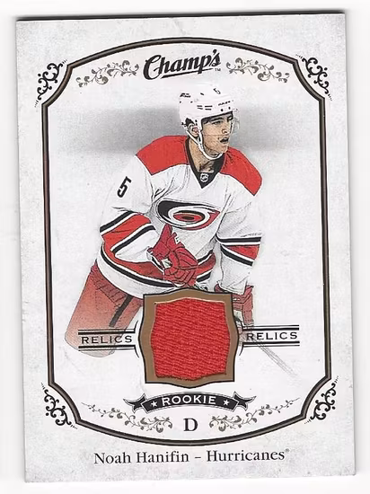 2015-16 Upper Deck Champ's Rookie Jerseys #JNH Noah Hanifin B (40-X126-HURRICANES)