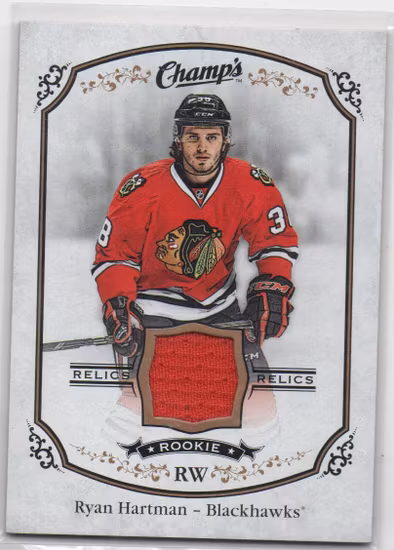 2015-16 Upper Deck Champ's Rookie Jerseys #JRH Ryan Hartman C (40-X103-BLACKHAWKS)