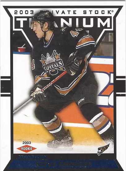 2002-03 Titanium Blue #140 Steve Eminger (20-X4-CAPITALS)