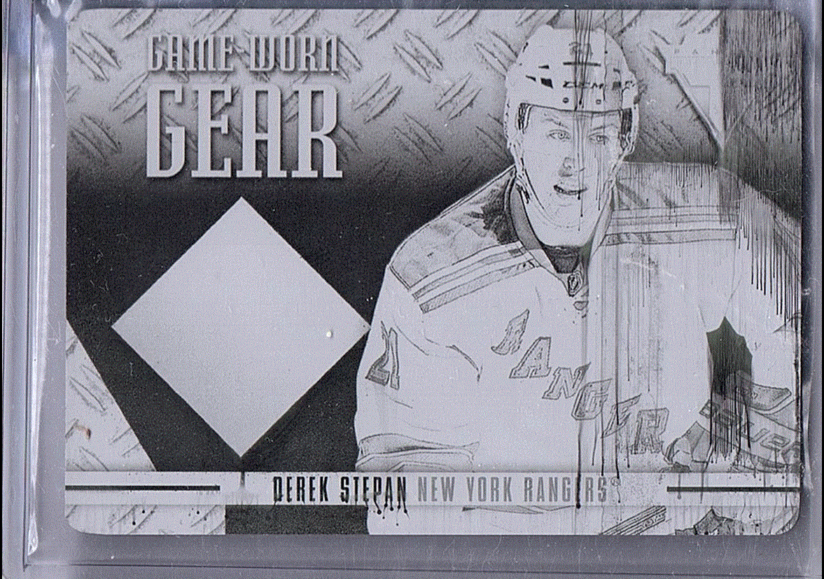 2012-13 Panini Titanium Game Worn Gear Printing Plates Black #38 Derek Stepan (60-X28-RANGERS)