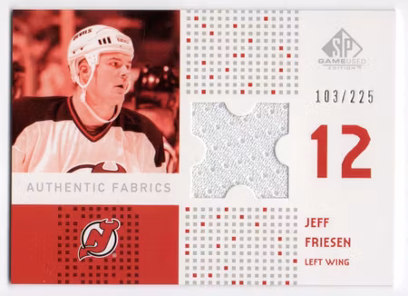 2002-03 SP Game Used Authentic Fabrics #AFJF Jeff Friesen (30-X145-DEVILS)