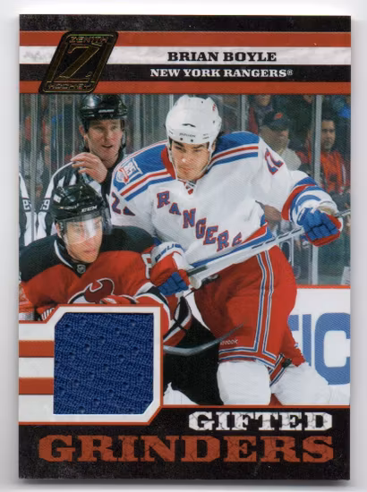 2010-11 Zenith Gifted Grinders Scraps Jerseys #4 Brian Boyle (30-X143-RANGERS)