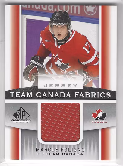 2013-14 SP Game Used Team Canada Fabrics #TCMF Marcus Foligno C (30-19x3-CANADA)