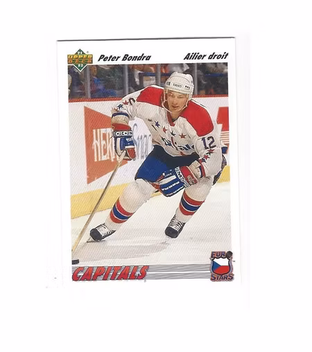 1991-92 Upper Deck Euro-Stars French #E12 Peter Bondra (10-31x7-CAPITALS)