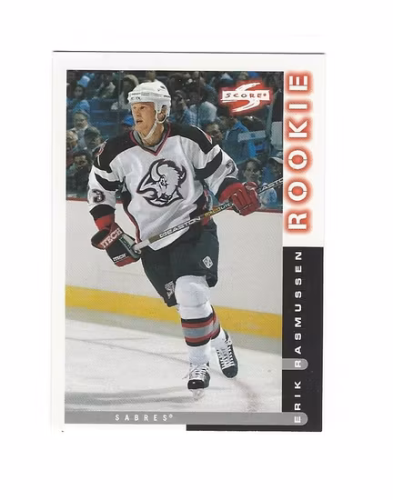 1997-98 Score #58 Erik Rasmussen RC (10-186x4-SABRES)