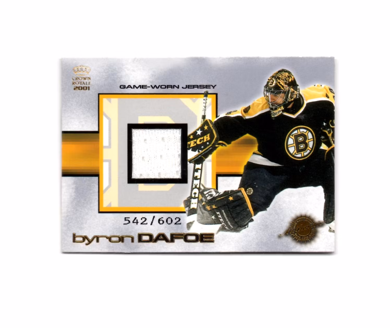 2000-01 Crown Royale Game-Worn Jerseys #1 Byron Dafoe (50-12x3-BRUINS)