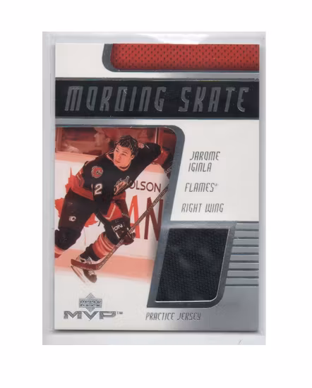 2001-02 Upper Deck MVP Morning Skate Jerseys #JJA Jarome Iginla (40-X146-GAMEUSED-FLAMES)
