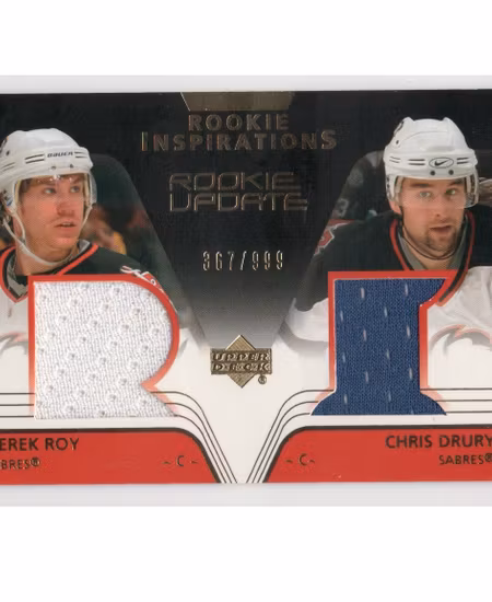2003-04 Upper Deck Rookie Update #173 Derek Roy JSY RC Chris Drury JSY (40-X202-SABRES)