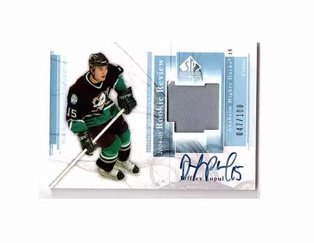 2004-05 SP Authentic Rookie Review Autographed Patches #RRJL Joffrey Lupul (250-X28-DUCKS)