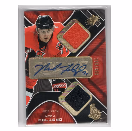 2007-08 SPx #225 Nick Foligno JSY AU RC (100-X34-SENATORS)