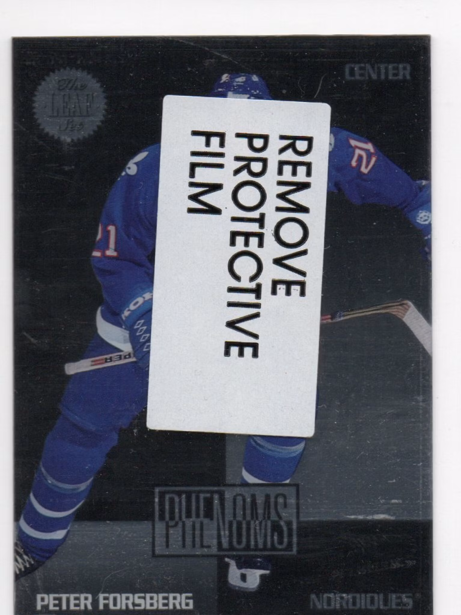 1994-95 Leaf Phenoms #3 Peter Forsberg (50-X308-NORDIQUES) (9495L)