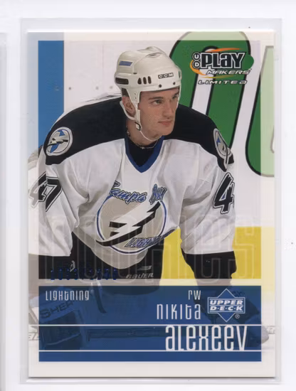 2001-02 UD Playmakers #142 Nikita Alexeev RC (10-X313-LIGHTNING)