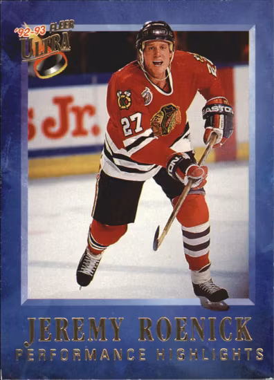 1992-93 Ultra Jeremy Roenick #11 Jeremy Roenick MAIL-IN (12-X314-BLACKHAWKS)