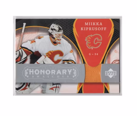 2007-08 Upper Deck Trilogy Honorary Swatches #HSMK Miikka Kiprusoff (30-X233-GAMEUSED-FLAMES)