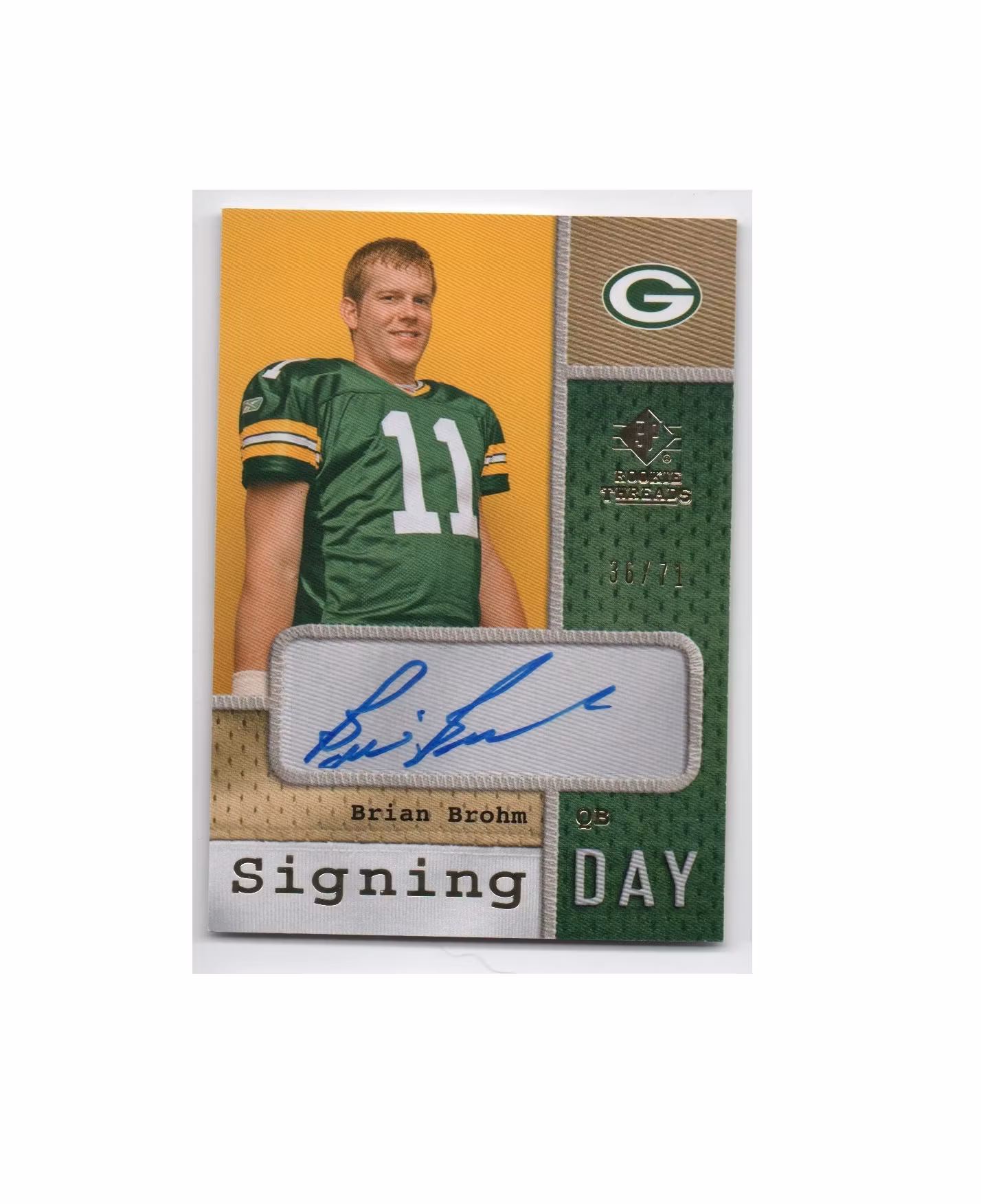 2008 SP Rookie Threads Signing Day #SDBB Brian Brohm (50-X168-NFLPACKERS)