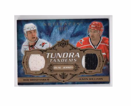 2008-09 Artifacts Tundra Tandems Gold #TTWB Justin Williams Rod Brind'Amour (80-X117-HURRICANES)