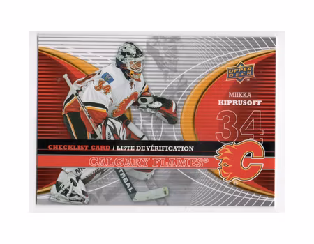 2008-09 McDonald's Upper Deck Canadian Goalie Checklist #CLCGY Miikka Kiprusoff (10-X165-FLAMES) (3)