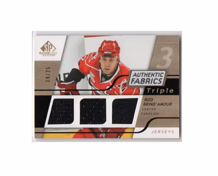 2008-09 SP Game Used Triple Authentic Fabrics Gold #3AFRB Rod Brind'Amour (80-X103-HURRICANES)