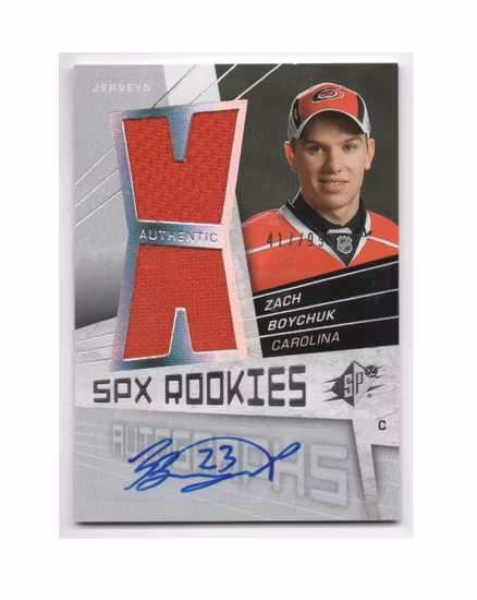 2008-09 SPx #167 Zach Boychuk JSY AU RC (40-X117-HURRICANES)