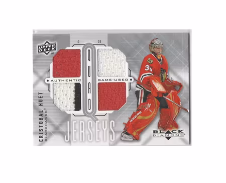 2009-10 Black Diamond Jerseys Quad #QJCH Cristobal Huet (50-X5-BLACKHAWKS)