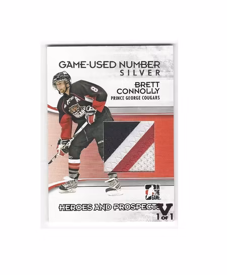 2009-10 ITG Heroes and Prospects Game Used Numbers Silver #M27 Brett Connolly (150-X75-OTHERS)