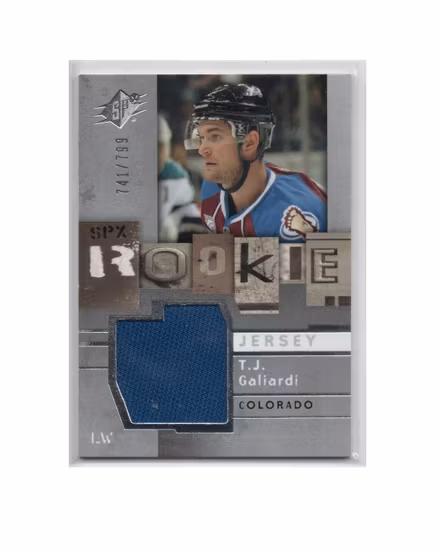 2009-10 SPx #136 T.J. Galiardi JSY RC (30-X232-GAMEUSED-RC-SERIAL-AVALANCHE)