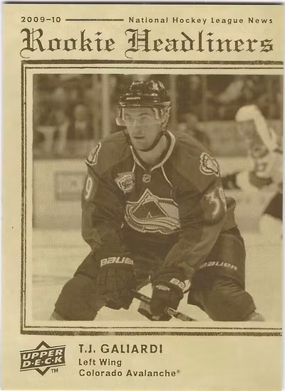 2009-10 Upper Deck Rookie Headliners #RH5 T.J. Galiardi (12-X5-AVALANCHE)