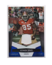 2010 Certified Mirror Blue Materials #131 Vernon Davis (40-29x3-NFL49ERS)