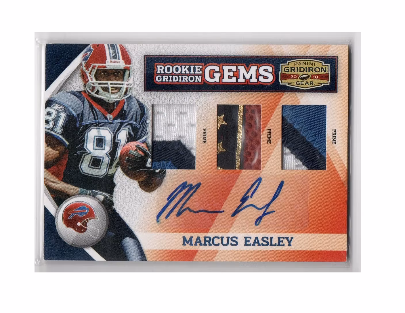 2010 Panini Gridiron Gear Rookie Gridiron Gems Jerseys Trios Autographs Prime #282 Marcus Easley (60-X27-NFLBILLS)
