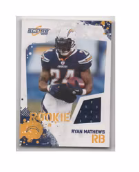 2010 Score Retail Factory Set Rookie Jerseys #7 Ryan Mathews (30-X43-NFLCHARGERS)