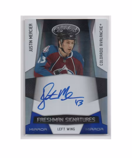 2010-11 Certified Mirror Blue #172 Justin Mercier AU (50-X145-AVALANCHE)