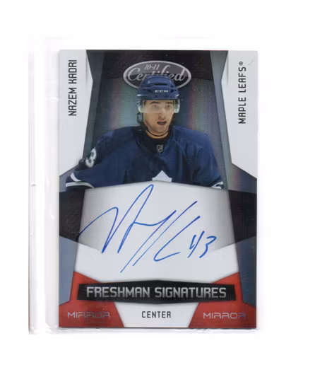 2010-11 Certified Mirror Red #185 Nazem Kadri AU (150-X242-MAPLE LEAFS)