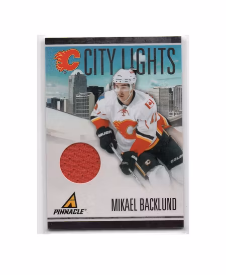2010-11 Pinnacle City Lights Materials #45 Mikael Backlund (25-X225-GAMEUSED-FLAMES)