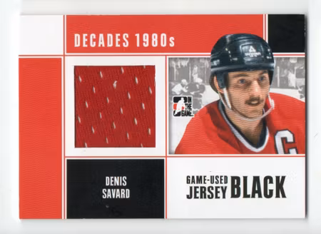 2010-11 ITG Decades 1980s Game Used Jerseys Black #M24 Denis Savard (40-X327-BLACKHAWKS)