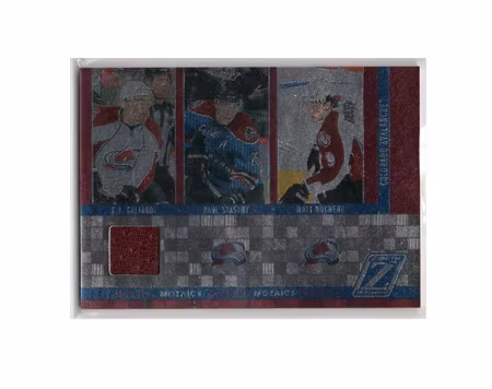 2010-11 Zenith Mozaics Materials #5 T.J. Galiardi Paul Stastny Matt Duchene (30-X235-GAMEUSED-AVALANCHE)