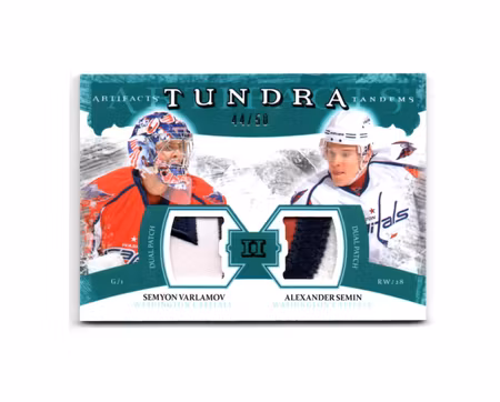 2011-12 Artifacts Tundra Tandems Patches Emerald #TT2SV Semyon Varlamov Alexander Semin (250-X84-CAPITALS)