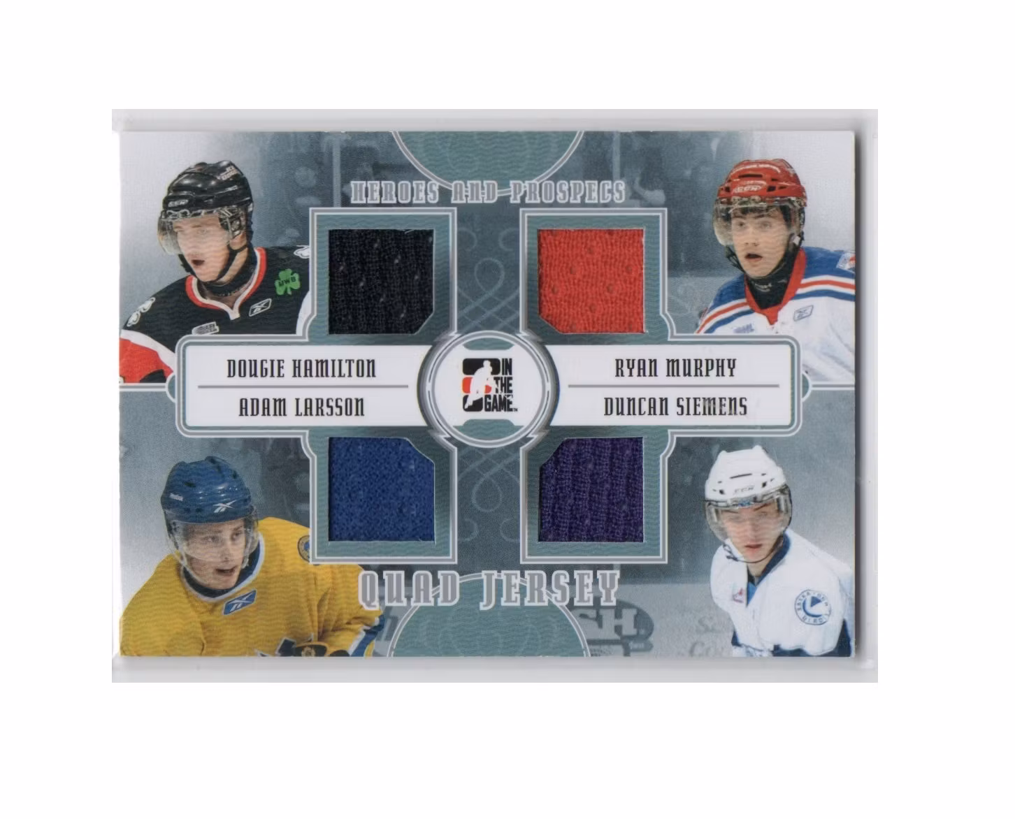 2011-12 ITG Heroes and Prospects Quad Jerseys Silver #QJ08 Hamilton Murphy Larsson Siemens (80-X236-GAMEUSED-SERIAL-OTHERS)
