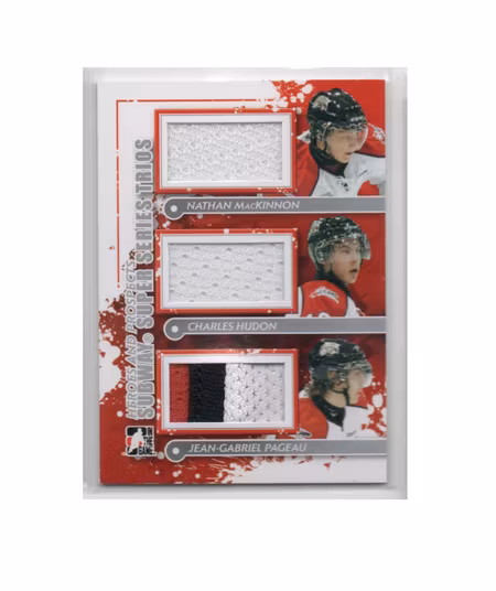 2011-12 ITG Heroes and Prospects Subway Series Trios Jerseys Silver #SST02 Nathan MacKinnon Charles Hudon Jean-Gabriel Pageau (250-X220-CANADA)