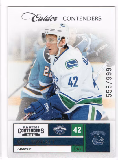 2011-12 Panini Contenders #199 Bill Sweatt RC (15-X58-CANUCKS)