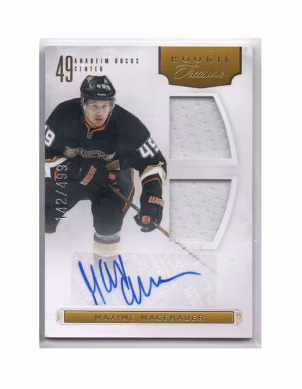 2011-12 Panini Rookie Anthology #150 Maxime Macenauer JSY AU RC (40-X199-DUCKS)