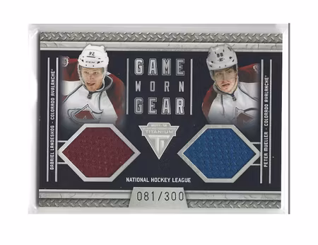 2011-12 Panini Titanium Game Worn Gear Dual Memorabilia #35 Gabriel Landeskog Peter Mueller (40-X94-AVALANCHE)