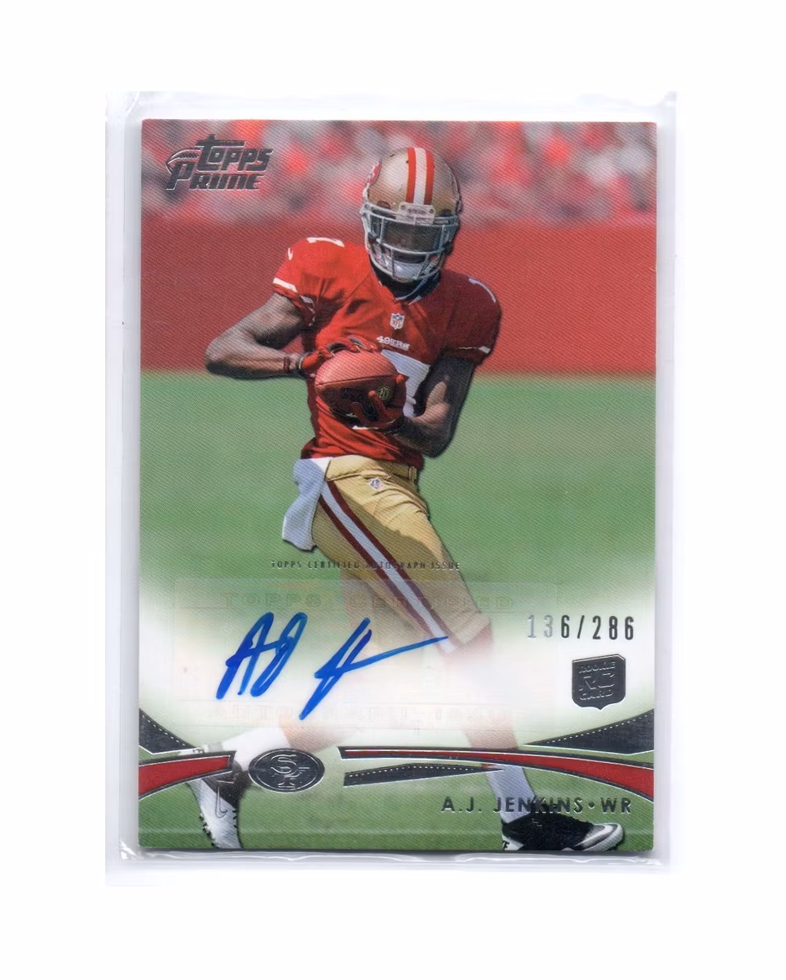 2012 Topps Prime Rookie Autographs #11 A.J. Jenkins (25-170x6-NFL49ERS)