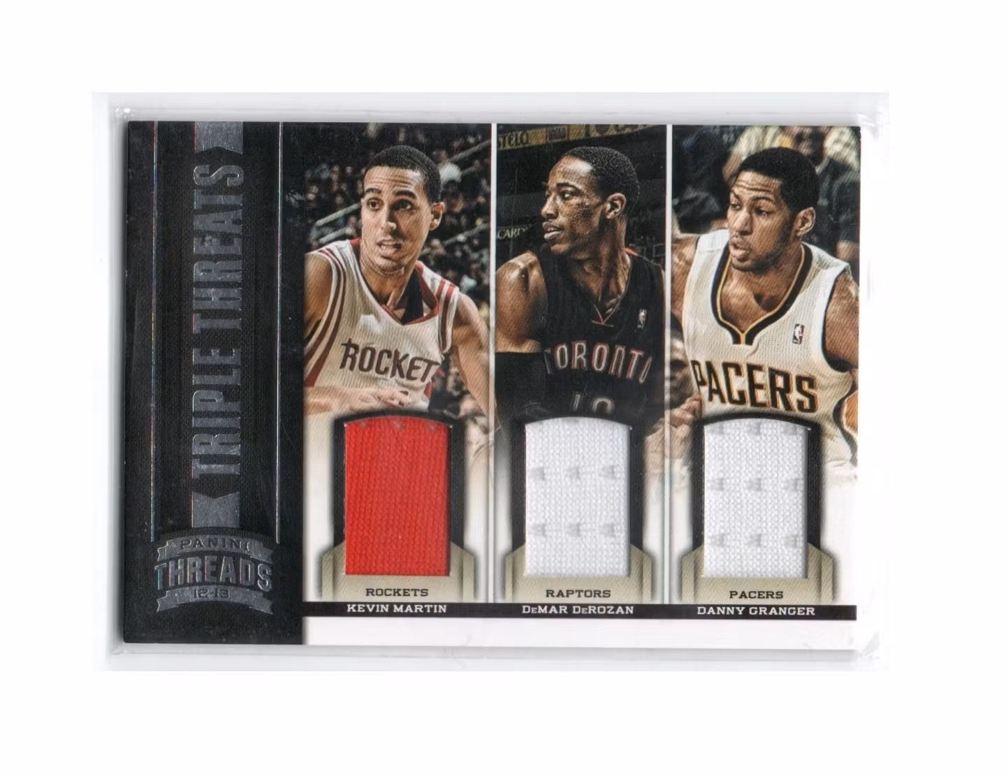 2012-13 Panini Threads Triple Threat Materials #2 Kevin Martin DeMar DeRozan Danny Granger (40-X247-NBAROCKETS+NBARAPTORS+NBAPACERS)