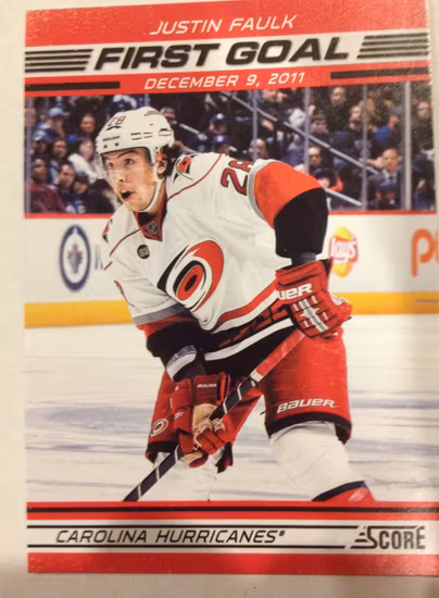 2012-13 Score First Goal #FG17 Justin Faulk (10-X51-HURRICANES)