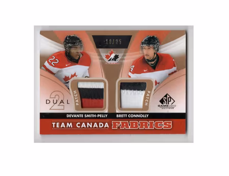 2012-13 SP Game Used Authentic Fabrics Team Canada Dual Patches #TC27 Brett Connolly Devante Smith-Pelly (80-X143-GAMEUSED-SERIAL-CANADA)