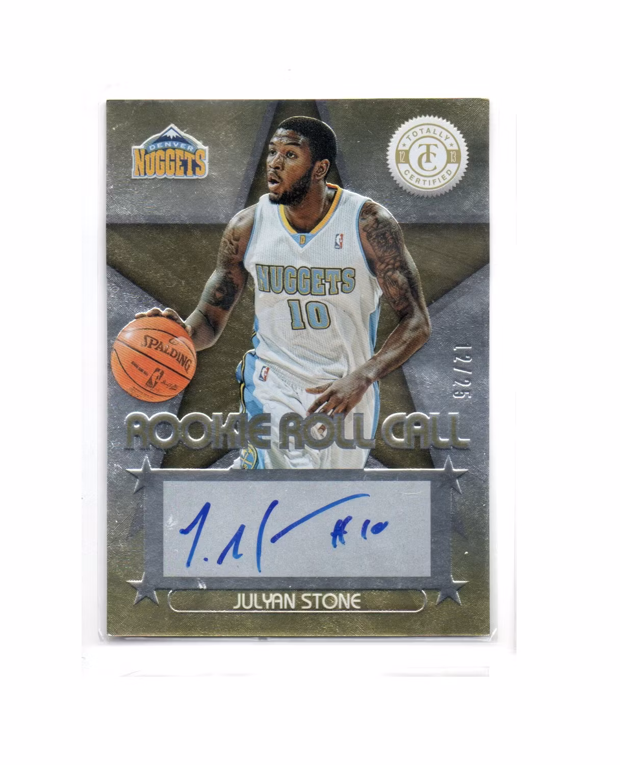 2012-13 Totally Certified Rookie Roll Call Autographs Gold #47 Julyan Stone (50-X261-NBANUGGETS)